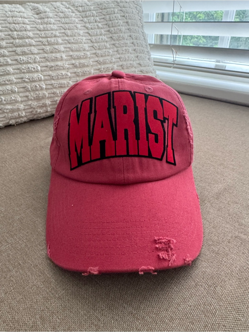 Custom distressed MARIST Red Baseball Cap